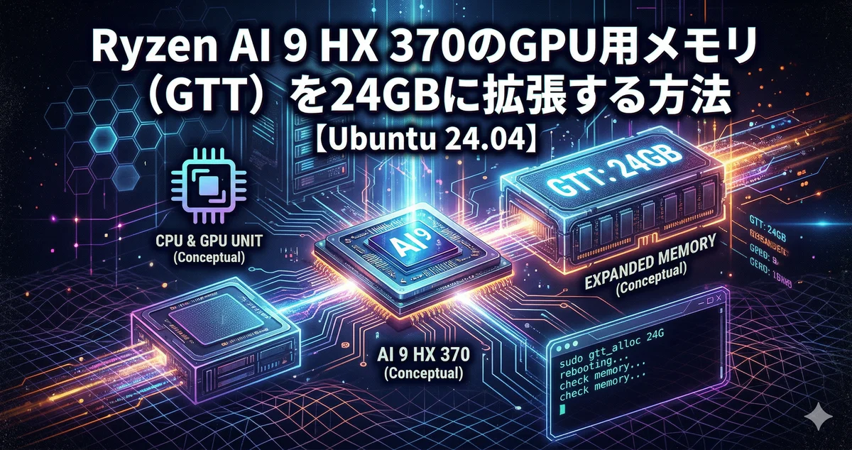 Ryzen AI 9 HX 370のGPU用メモリ（GTT）を24GBに拡張する方法【Ubuntu 24.04】